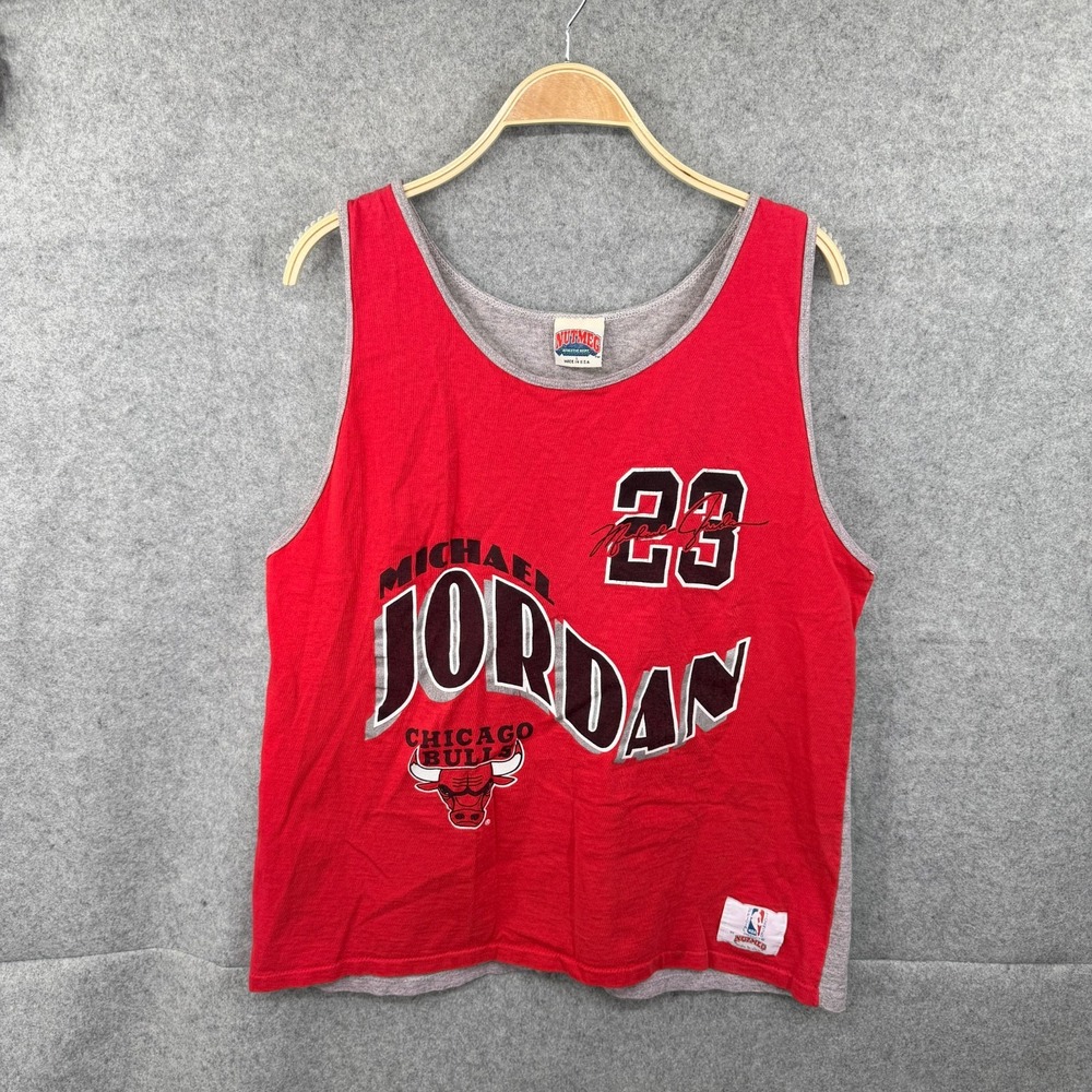 Vintage 90s Nutmeg Mills NBA MJ Michael Jordan Chicago Bulls Tank Top Large USA‎